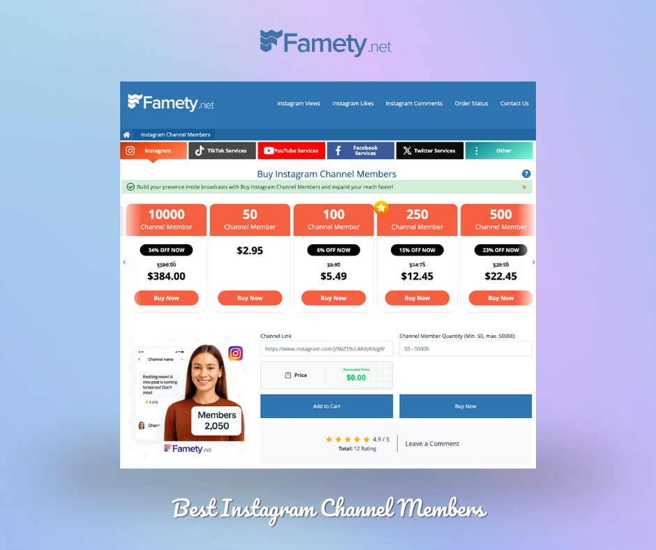 Famety instagram channel members